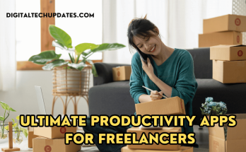 Various productivity apps for freelancers on a laptop screen