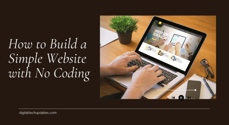 Person building a website using a drag-and-drop editor on a laptop.