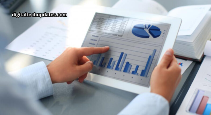 Business professionals analyzing enriched contact data on a digital dashboard.