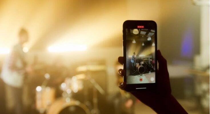 A creative illustration of a brand voice concept, featuring speech bubbles, a microphone, and branding elements symbolizing communication and audience engagement.