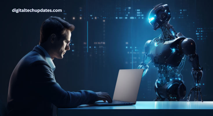 Business team using AI software on digital devices to optimize operations.
