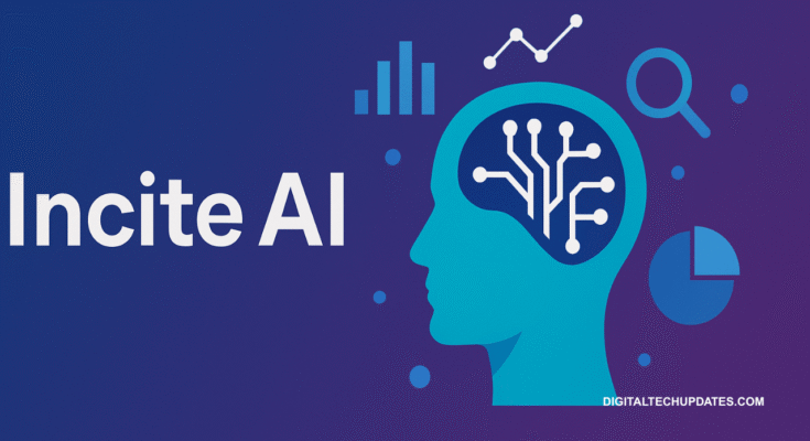 Incite AI logo with data analytics icons and digital brain illustration
