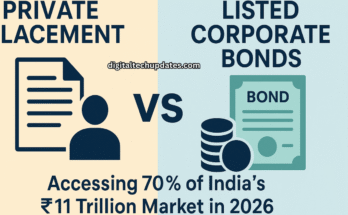 Infographic comparing Private Placement and Listed Corporate Bonds with visuals showing access to 70% of India’s ₹11 trillion market in 2026.