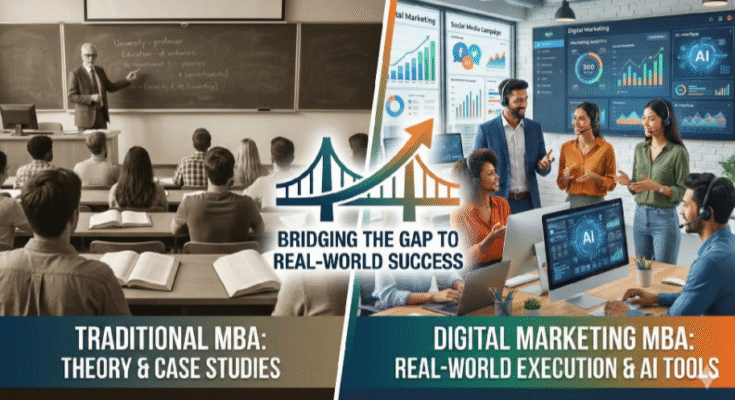 MBA in Digital Marketing preparing students with real-world marketing skills, live projects, analytics, and industry tools