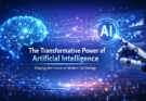 Artificial Intelligence transforming modern technology with digital brain and futuristic interface