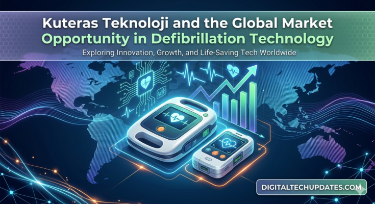 Kuteras Teknoloji and Global Defibrillator Market Opportunity Featured Image with World Map and AED Devices