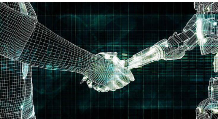 Humanizing AI concept showing the connection between automation technology and human trust