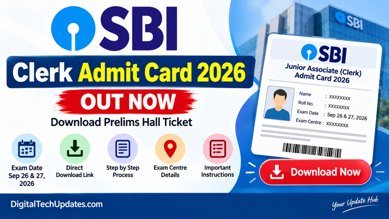 SBI Clerk Admit Card 2026 released with Prelims exam date and download details