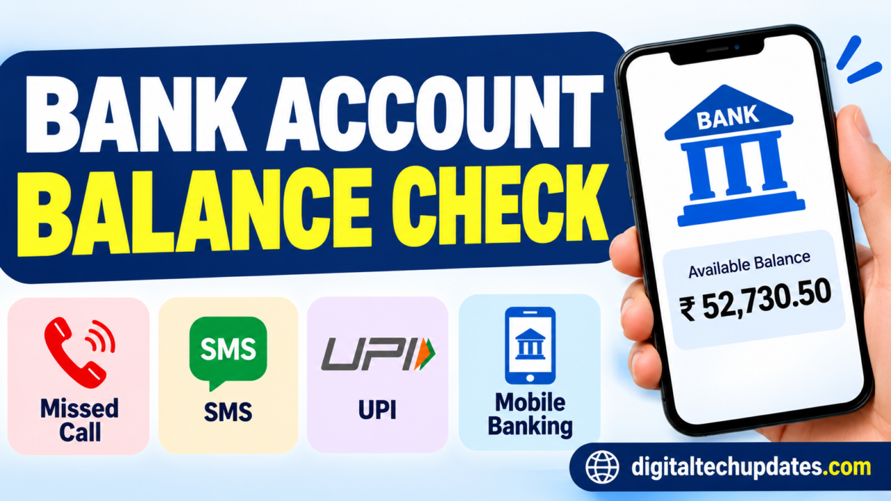 Bank account balance check using missed call, SMS, UPI and mobile banking.