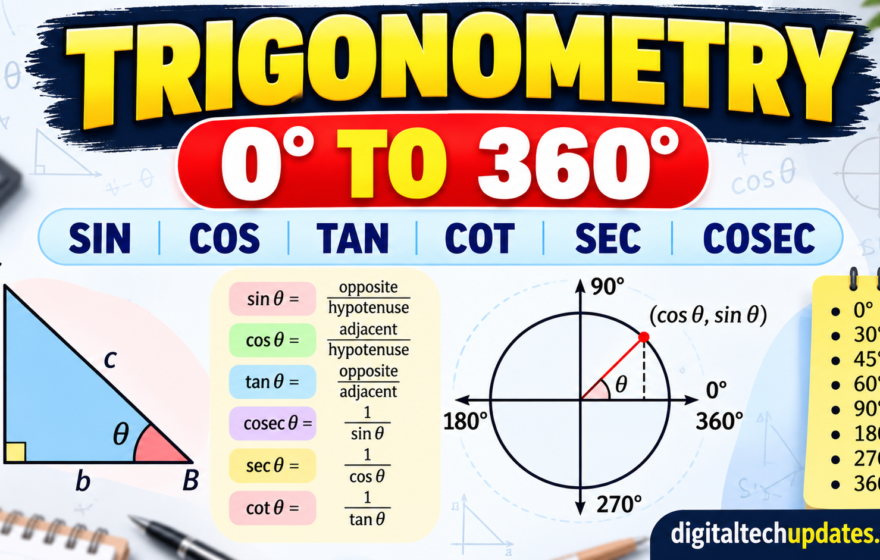 Trigonometry Table 0° to 360° – Sin, Cos, Tan Values