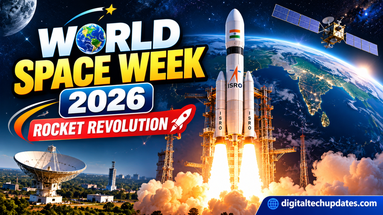 World Space Week 2026 Rocket Revolution featuring ISRO rocket and India