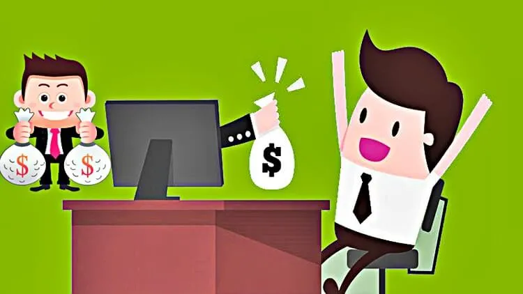 Illustration of earning money online for free using a laptop and smartphone