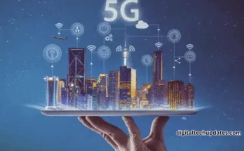 Business professionals using 5G technology in 2025 for global connectivity and digital transformation