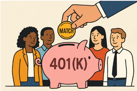 Business professionals discussing company 401(k) retirement plan strategies to ensure effective management and employee financial security.