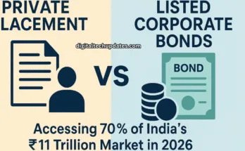 Infographic comparing Private Placement and Listed Corporate Bonds with visuals showing access to 70% of India’s ₹11 trillion market in 2026.