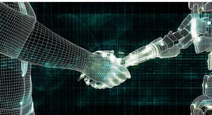 Humanizing AI concept showing the connection between automation technology and human trust