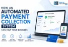 Automated payment collection system dashboard showing digital invoices, payment reminders, cash flow analytics, and business growth metrics.